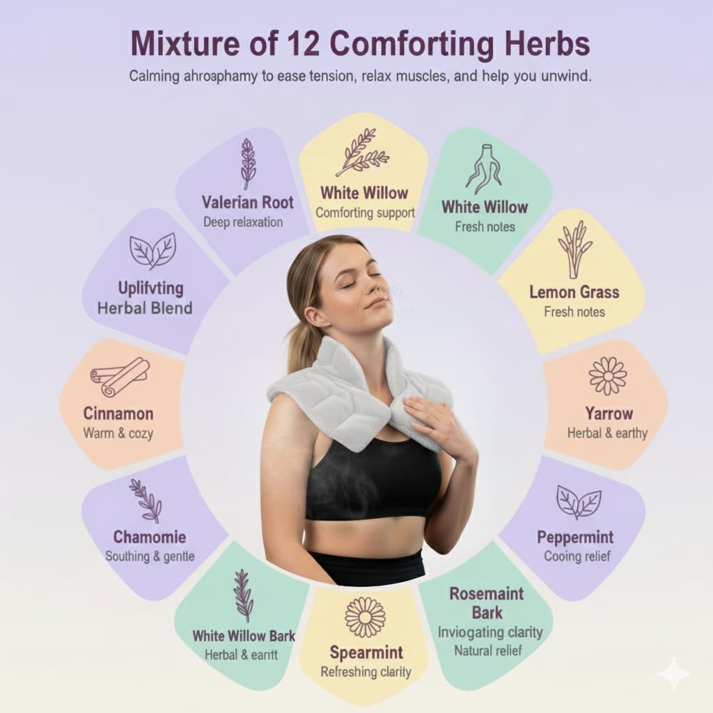 Herbal Concepts Microwavable Neck and Shoulder Wrap, Hot and Cold Therapy, Charcoal