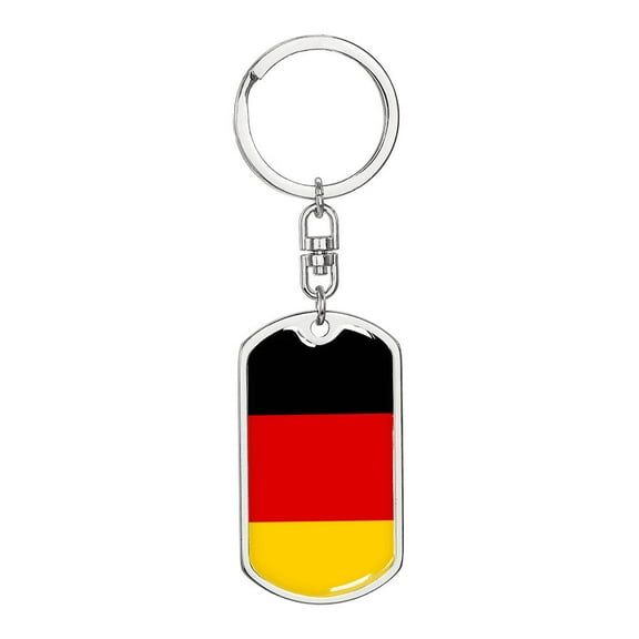 Germany Flag Keychain Dog Tag Stainless Steel or 18k Gold