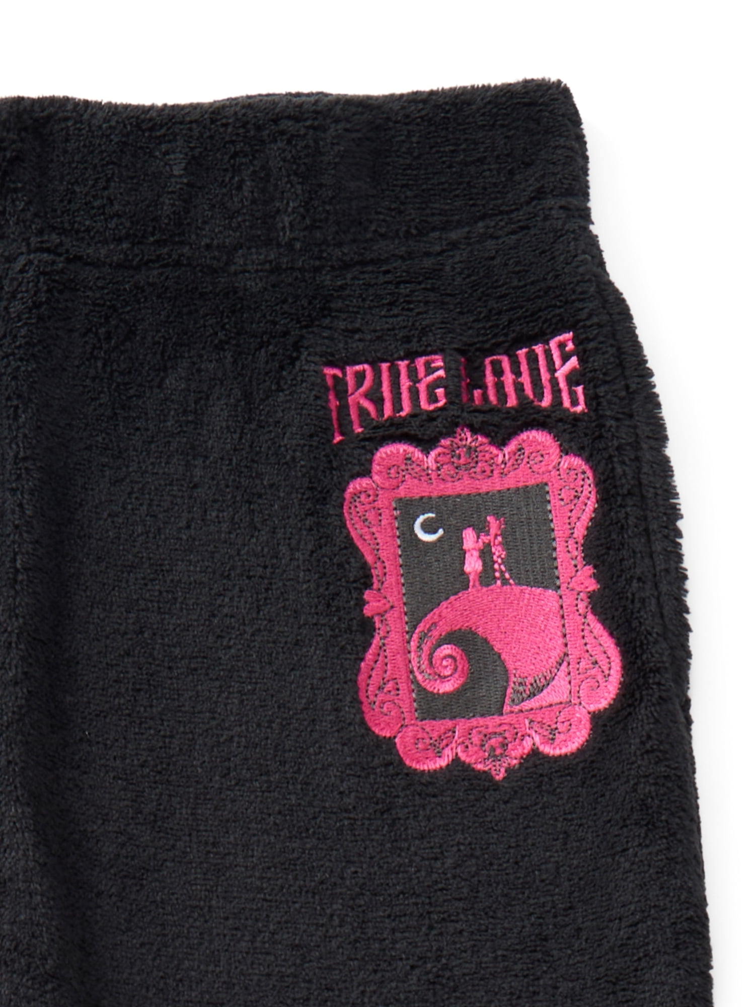 Nightmare Before Christmas Girls Plush Wide Leg Sweatpants with Embroidery, Sizes 4-16