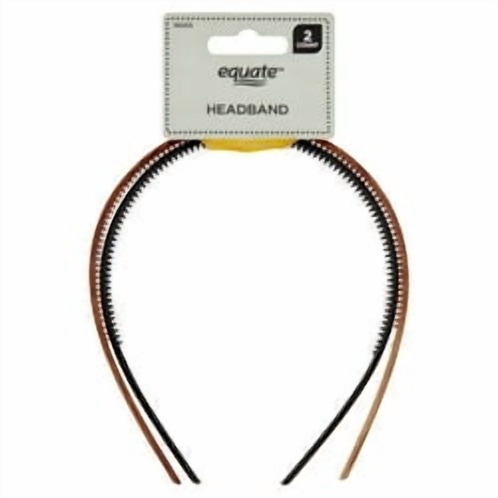 Equate Plastic Headbands, Black and Brown, 2 Count