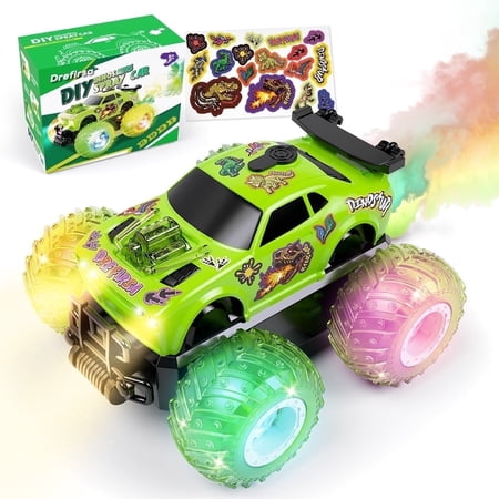 Drefirsa Remote Control Car for Boy Age 3-8 with Stunt,Colorful Light and DIY Sticker