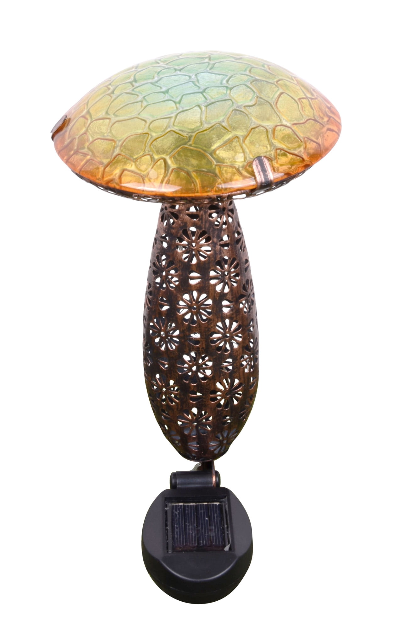 16.25" Yellow Decorative Solar Powered LED Mushroom Stake