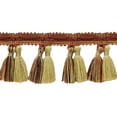 thumbnail image 1 of 2 1/2 Pouces (6cm) Bordure à Franges Double Gland Style Provincial pour Véranda (Style# TFV025), Beige Rouge Récolte Multicolore #VNT21 (Rouge Foncé, Rouge Pâle, Beige Foncé) 18 Yards (54 Pieds/16.5m), 1 of 1