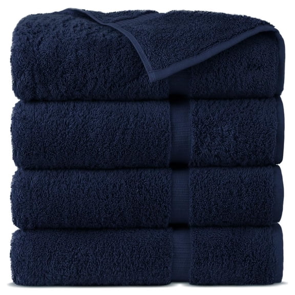 Towel Bazaar Premium Cotton Super Soft and Absorbent Turkish Towels (4-Piece, 30x60 Inches Extra Large Bath Towels, Navy Blue)