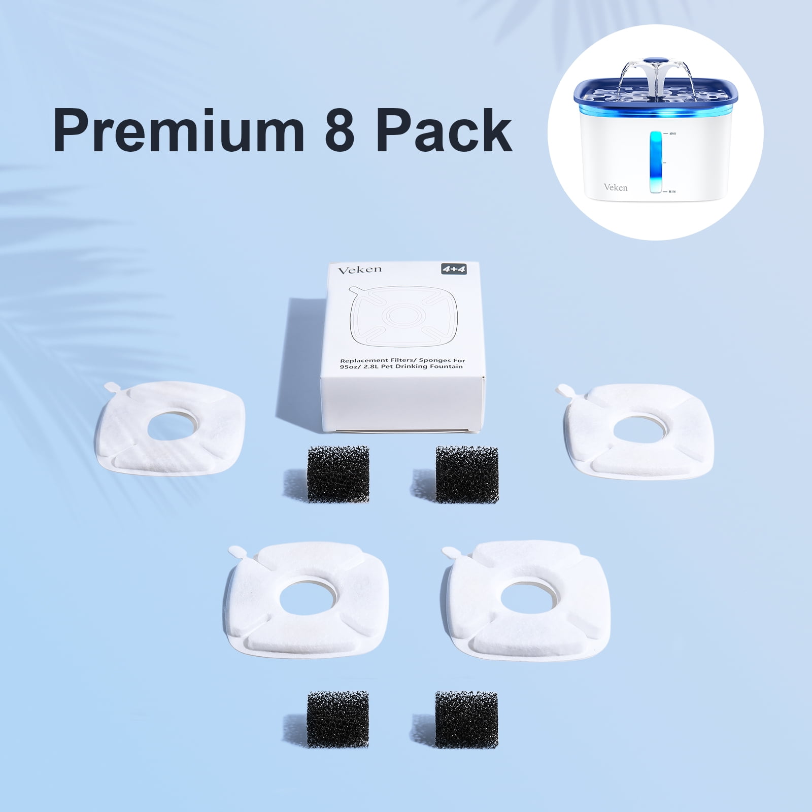 Veken Replacement Filters for 95oz/2.8L Pet Fountain,Replacement