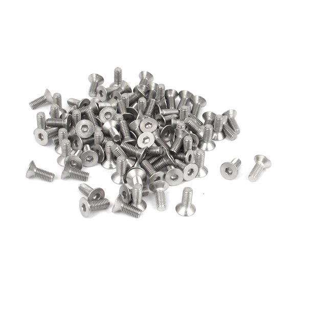 Tornillos de cabeza plana de acero inoxidable 304 con socket hexagonal M3 x 8mm, 100 piezas