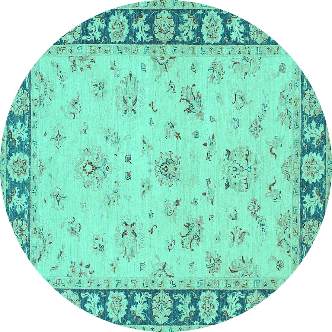 Ahgly Company Indoor Round Oriental Turquoise Blue Traditional Area ...