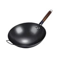 thumbnail image 3 of Wok Pan Wok chino con mango de madera Utensilios de cocina para hervir Cocina de inducción universal a gas Sartén salteada Wok de fondo 32 cm, 3 of 8