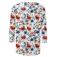 thumbnail image 5 of BangWanChi Womens 3/4 Sleeves Casual Shirts Pullover Comfortable Loose Tunic Tops Floral Print Blouse, 5 of 5