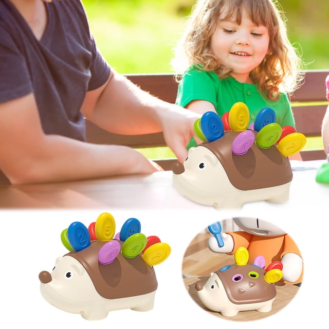 Juguete de entrenamiento de la motricidad fina con forma de erizo para niños de 1 a 3 años. Juguete educativo de plástico para la coordinación mano-ojo