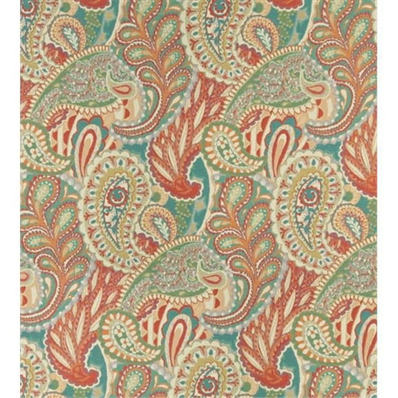 Designer Fabrics  54 in. Wide Orange- Teal- Green And Orange- Abstract Paisley Contemporary Upholstery Fabric