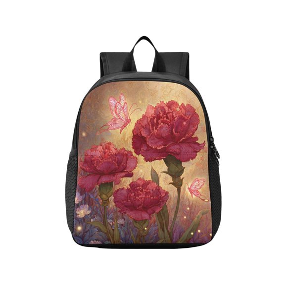 Toddler Backpack Blooming Red Carnations Waterproof Lightweight Backpack Casual Mini Daypack for Daycare & Travel