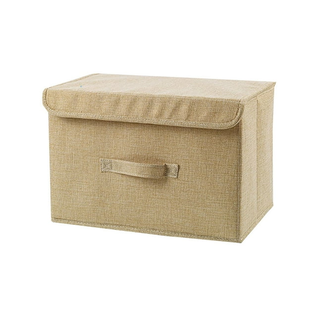 Bellella Boîte de Rangement en Coton et Lin Pliable en Tissu Cube pour Vêtements Organisateur à Fermeture Éclair avec Couvercle et Poignée