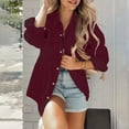 thumbnail image 5 of Womens Corduroy Peplum Shacket Jacket Long Sleeve Button Down Babydoll Shirts Oversized Casual Blouses Tops, 5 of 9
