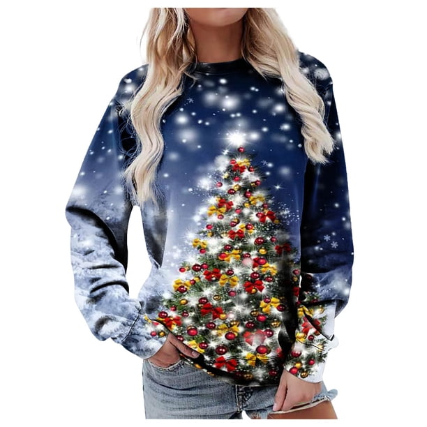 Pntutb moda mujer cuello redondo manga larga camiseta otoño estampado blusa suelta tops Pntutb Pntutb-4731