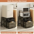 thumbnail image 6 of Homieasy Mini Fridge Stand with Drawer Storage & Sockets, Heavy Duty Mini Refrigerator table with Rolling Cabinet for Dorm, Apartment, Office, Mini Fridge and Microwave Stand,Black Oak, 6 of 8