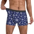 thumbnail image 3 of Men's Boxer Briefs, Snowflakes On Dark Blue Soft Comfy Mens Underwear Boxer Briefs Breathable With Widen Waist, 3 of 7