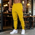thumbnail image 4 of Havenx Mens Sweatpants Tapered Legs Drawstring Jogging Pants with Pockets Elastic Waist Open Bottom Sweatpant Gym Lounge Athletic Workout Fall Winter Streetwear,Yellow S, 4 of 8