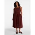 thumbnail image 2 of Time and Tru Women's Sleeveless Scoop Neck Midi Dress, Sizes XS-XXXL, 2 of 5