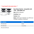 thumbnail image 2 of Rear Brake Pad Set - Compatible with 1998 - 2000 BMW 323i 1999, 2 of 2