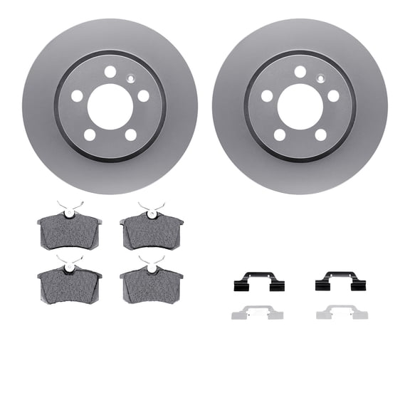 Dynamic Friction Company Rear Geospec Brake Rotors with 5000 Euro Ceramic Brake Pads includes Hardware 4612-13428