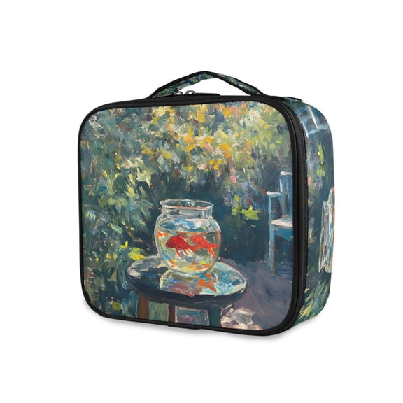 FORMRS Travel Makeup Bag Large Capacity Train Case Cosmetic Organizer with Adjustable Dividers, Sunshine Goldfish