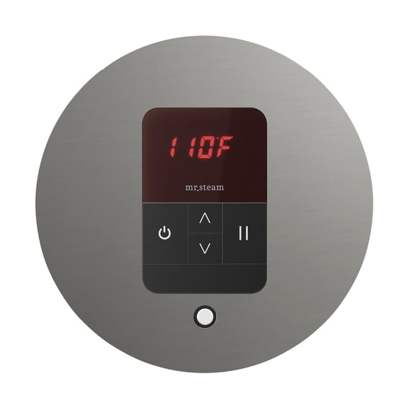 Mr Steam iTempo Round Steam Shower Control and Steamhead in Satin Steel