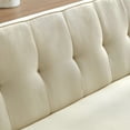 thumbnail image 3 of Mid-Century Beige Linen Fabric Chesterfield Sofa Couch, Modern Love Seats Sofa Furniture, Upholstered Button Tufted Couch with 2 Bolster Pillows for Living Room Apartment, 3 of 8