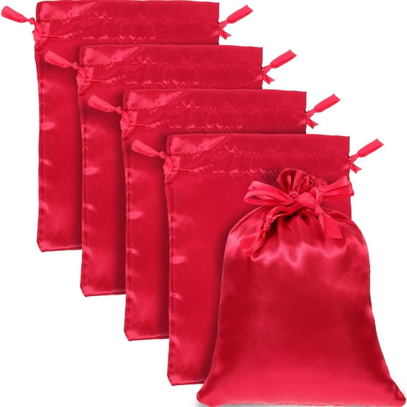 Yardwe 20Pcs Red Satin Party Favor Bags with Drawstring for Wedding Gifts