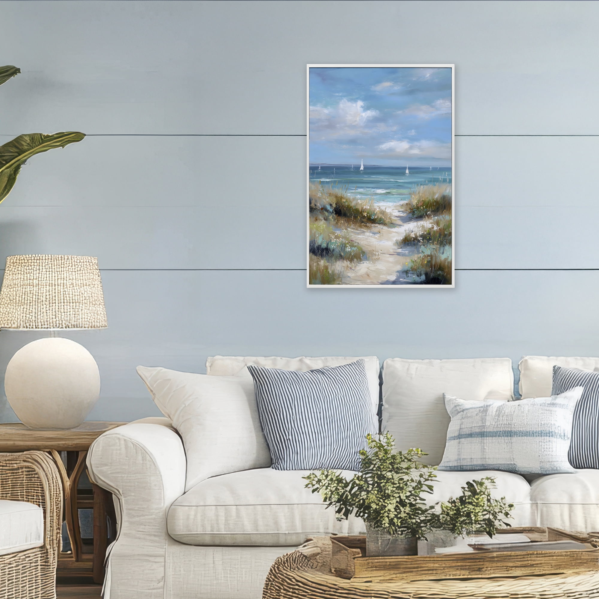 Stupell Industries Sailboat Path Impression White Framed Giclee Art, design by Petal Prints Design