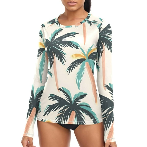 joogoo Womens UPF 50 Sun Shirts Palm Tree-a1 Long Sleeve UV Protection Rash Guard Tops S