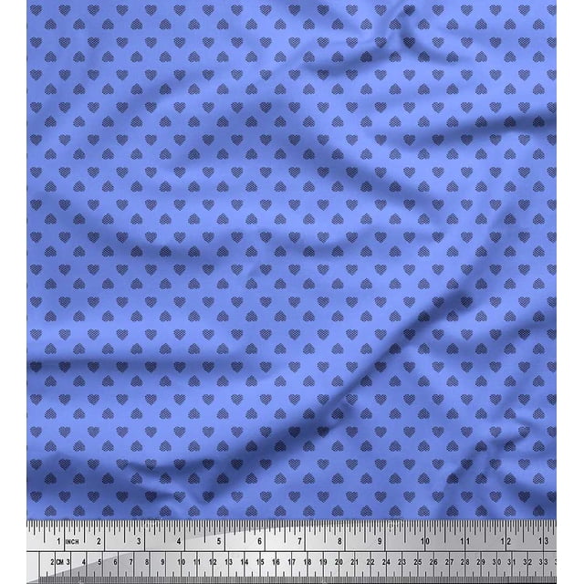 Soimoi Rayon Fabric Heart Shirting Print Fabric by Yard 42 Inch Wide