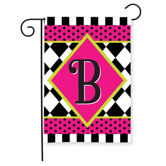 Briarwood Lane Everyday Garden Flag 12x18 For Outdoor Neon Checkerboard Monogram - B Garden Flag Flags For Outside
