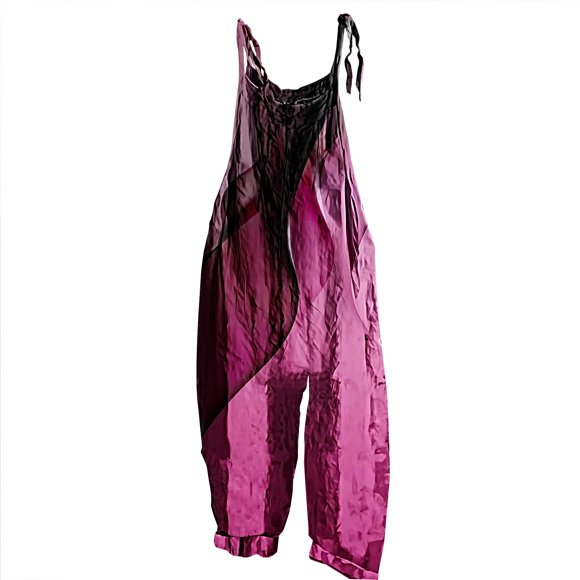 ManxiVoo Combinaison à Imprimé Floral pour Femmes Respirante en Coton Lin Jambes Larges Sans Manches Boho Chic Décontractée Confortable Taille XXXXXL Rose Vif