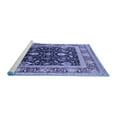 thumbnail image 2 of Ahgly Company Machine Washable Indoor Round Oriental Blue Industrial Area Rugs, 4' Round, 2 of 4