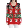 thumbnail image 2 of Women's Festive Christmas Cardigan Sweater Reindeer, Snowman, and Tree Design Perfect Holiday Wear, 2 of 5