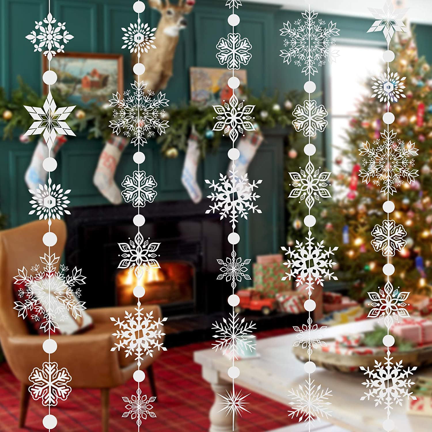 1pcs 3D Christmas Tree Decoration Hanging Ice White Snowflake Ornate Baubles DIY 