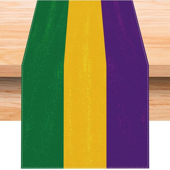 Linen Mardi Gras Table Runner 72 Inches Long Mardi Gras Table Decor New Orleans Mardi Gras Brazil Carnival Decoration and Supplies for Home Kitchen