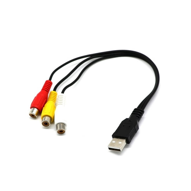 Câble adaptateur USB mâle A vers 3 RCA AV A/V TV Câble audio vidéo