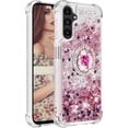 thumbnail image 3 of Glitter Clear Sparkly Bling Case for Samsung Galaxy A14 5G for Women Girls, Flowing Liquid Quicksand Cover with Diamond Ring Holder Case for Samsung Galaxy A14 4G/5G  Rose Gold, 3 of 14