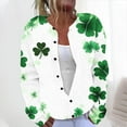 thumbnail image 2 of Women's Floral Print Long Sleeve V-Neck Sweaters Button Down Ribbed Cuffs Knit Cropped Cardigan Sweater Green XL, 2 of 4