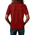 thumbnail image 6 of JULMCOMO Women's Summer Tops Gingham Plaid Print Collared Button Loose Trendy Polo Shirts Short Sleeve Baggy Daily Graphic Tees Deep Red 2XL, 6 of 6