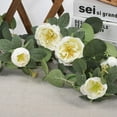 thumbnail image 3 of 3 Pack Artificial Flower Garland Fake Rose Vine with Seeded Eucalyptus Leaves, Artificial Flowers Hanging Rose Ivy Garland for Room Wall Decor Wedding Party Arch Decoration(Champagne), 3 of 5