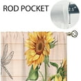 thumbnail image 5 of Farmhouse Wooden Sunflower Kitchen Curtains Country Bathroom Curtains Window Treatment Drapes Tier Rustic Plank Butterfly Cafe Small Bedroom Short French Door Curtains 2 Panels 27.5x39 Inch, 5 of 6