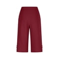 thumbnail image 3 of POIUYTR Cotton Cropped Pants for Women Summer Wide Leg Elastic Waist Capri Pants Casual Loose Trendy Trousers, 3 of 6
