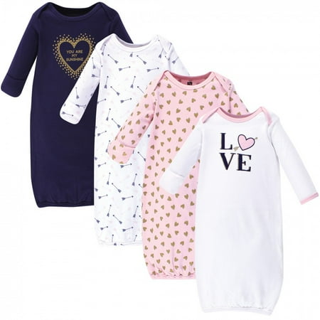 

Hudson Baby Infant Girl Cotton Long-Sleeve Gowns 4pk Love 0-6 Months