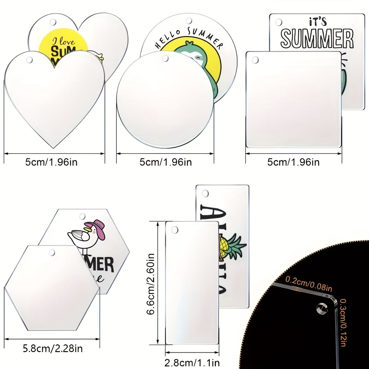 50pcs Blank Acrylic Sheets for Painting, Creative Pendants, Tags, and Key Tags