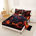 thumbnail image 2 of Feelyou Retro Sunset Dinosaur Bed Sheets for Boys Men Kids, Mountain Wildlife King Sheets, Black Orange, 4-Piece, 2 of 5