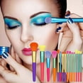 thumbnail image 4 of Set de 15 brochas de maquillaje de viaje de colores: brochas profesionales para polvos y sombras de ojos., 4 of 5