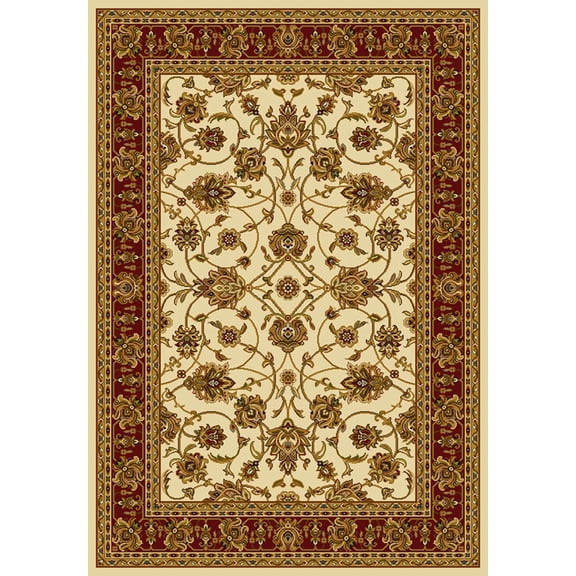 Designer Home Regal Area Rug 750-00815 Reza Ivory Bordered Scrolls 7' 10" x 10' 6" Rectangle